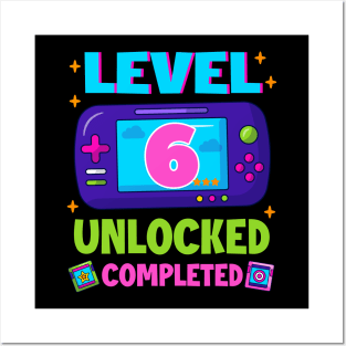 Level 6 Unlocked 6th Birthday Boys Video Game B-day Gift For BOys Kids Posters and Art